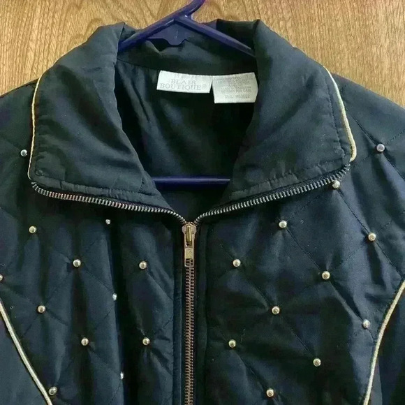 VTG Womens 80s 90s Black Gold Michael Jackson Windbreaker Jacket Small Blair - Picture 2 of 10